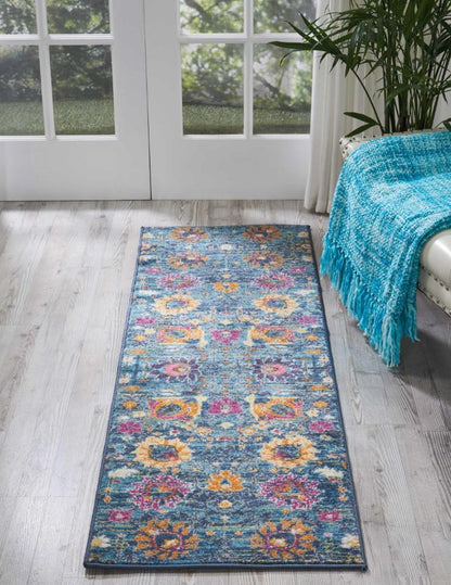 Nourison - Passion PSN01 Blue Multicolor 110in x 6 Hallway Rug - PSN01-99446387530 veiw 2