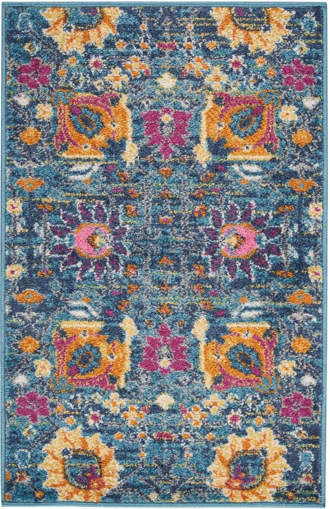 Nourison - Passion 22in x 34in Blue Multicolor Small Boho Area Rug - PSN01-99446387509 veiw 1