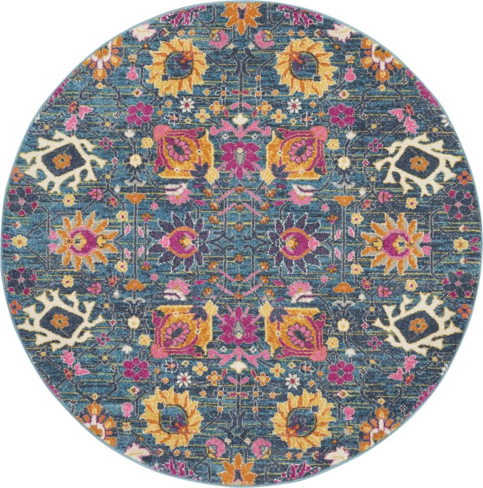 Nourison - Passion PSN01 Blue Multicolor 4 x Round Hallway Rug - PSN01-99446002624 veiw 1