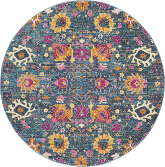 Nourison - Passion PSN01 Blue Multicolor 4 x Round Hallway Rug - PSN01-99446002624 veiw 1
