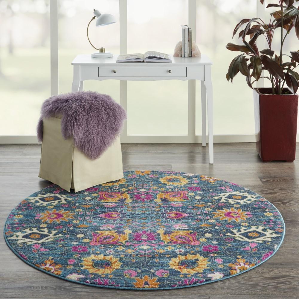 Nourison - Passion PSN01 Blue Multicolor 4 x Round Hallway Rug - PSN01-99446002624 veiw 2