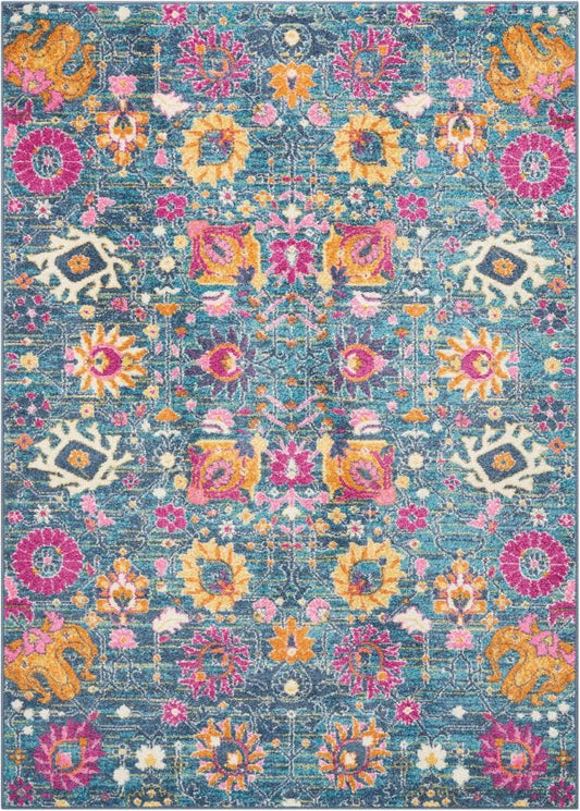 Nourison - Passion PSN01 Blue Multicolor 53in x 73in Boho Area Rug - PSN01-99446387554 veiw 1