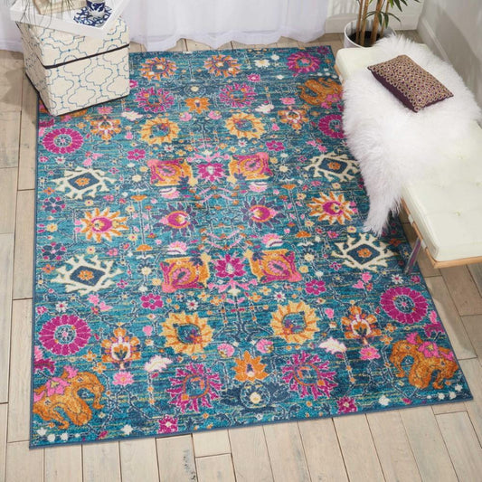 Nourison - Passion PSN01 Blue Multicolor 53in x 73in Boho Area Rug - PSN01-99446387554 veiw 2
