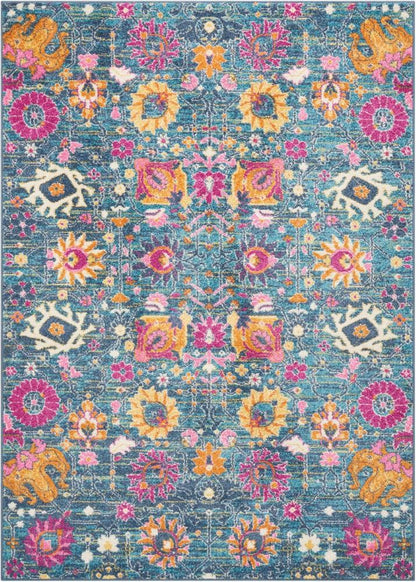 Nourison - Passion PSN01 Blue Multicolor 67in x 96in Large Rug - PSN01-99446387608 veiw 1