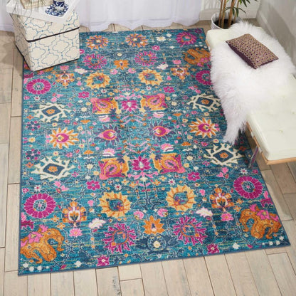 Nourison - Passion PSN01 Blue Multicolor 67in x 96in Large Rug - PSN01-99446387608 veiw 2