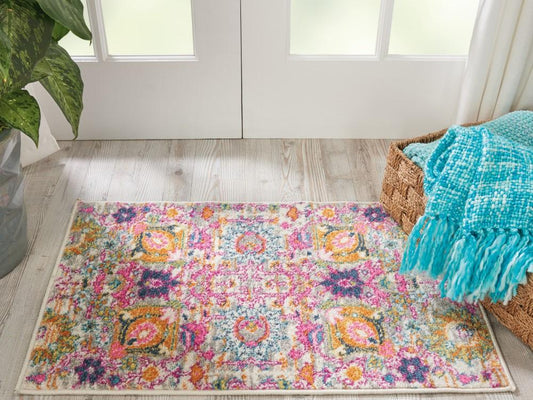 Nourison - Passion 22in x 34in Pink and Grey Small Boho Area Rug - PSN01-99446387851 veiw 2