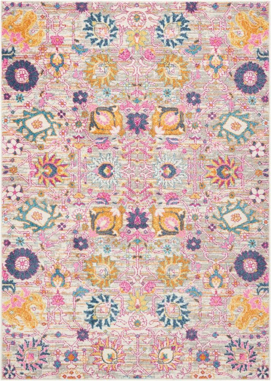 Nourison - Passion PSN01 Pink and Grey 53in x 73in Boho Area Rug - PSN01-99446387912 veiw 1