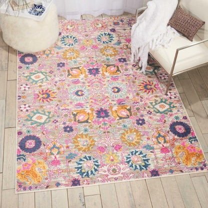Nourison - Passion PSN01 Pink and Grey 53in x 73in Boho Area Rug - PSN01-99446387912 veiw 2