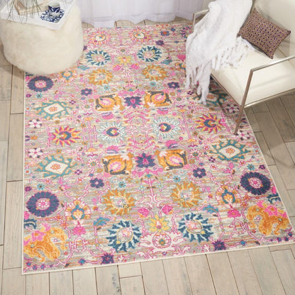 Nourison - Passion PSN01 Pink and Grey 53in x 73in Boho Area Rug - PSN01-99446387912 veiw 3