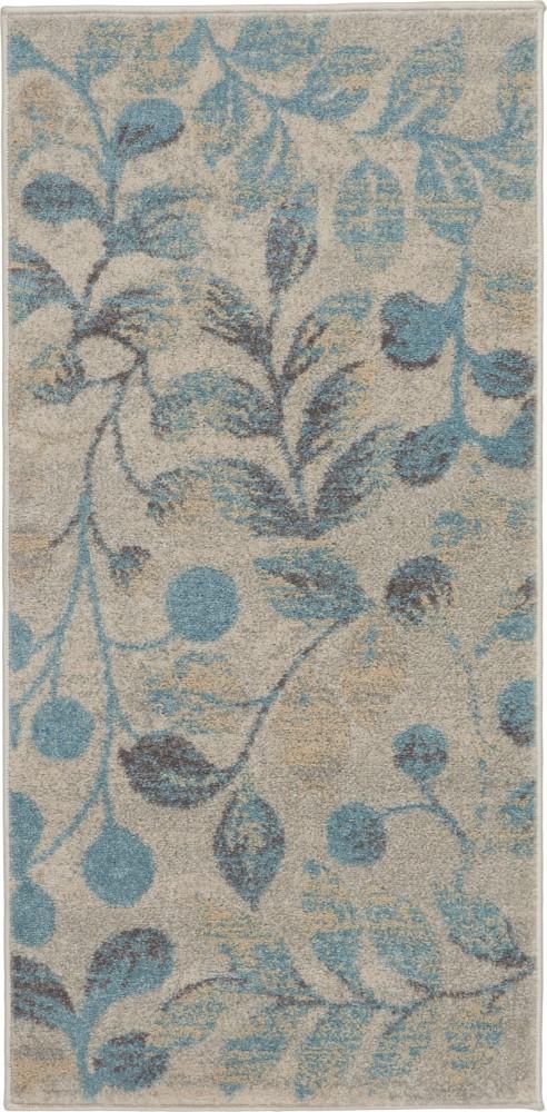 Nourison - Tranquil 2x4 Turquoise and Beige Botanical Small Rug - TRA03-99446484208 veiw 1