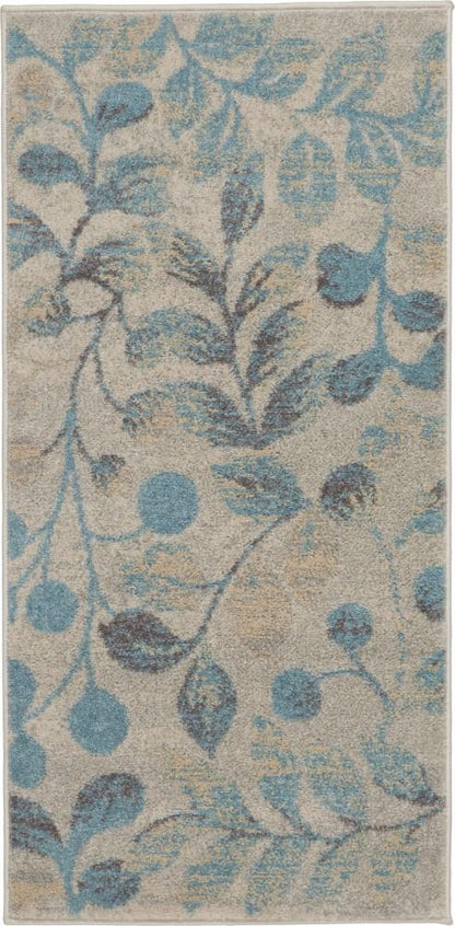 Nourison - Tranquil 2x4 Turquoise and Beige Botanical Small Rug - TRA03-99446484208 veiw 1