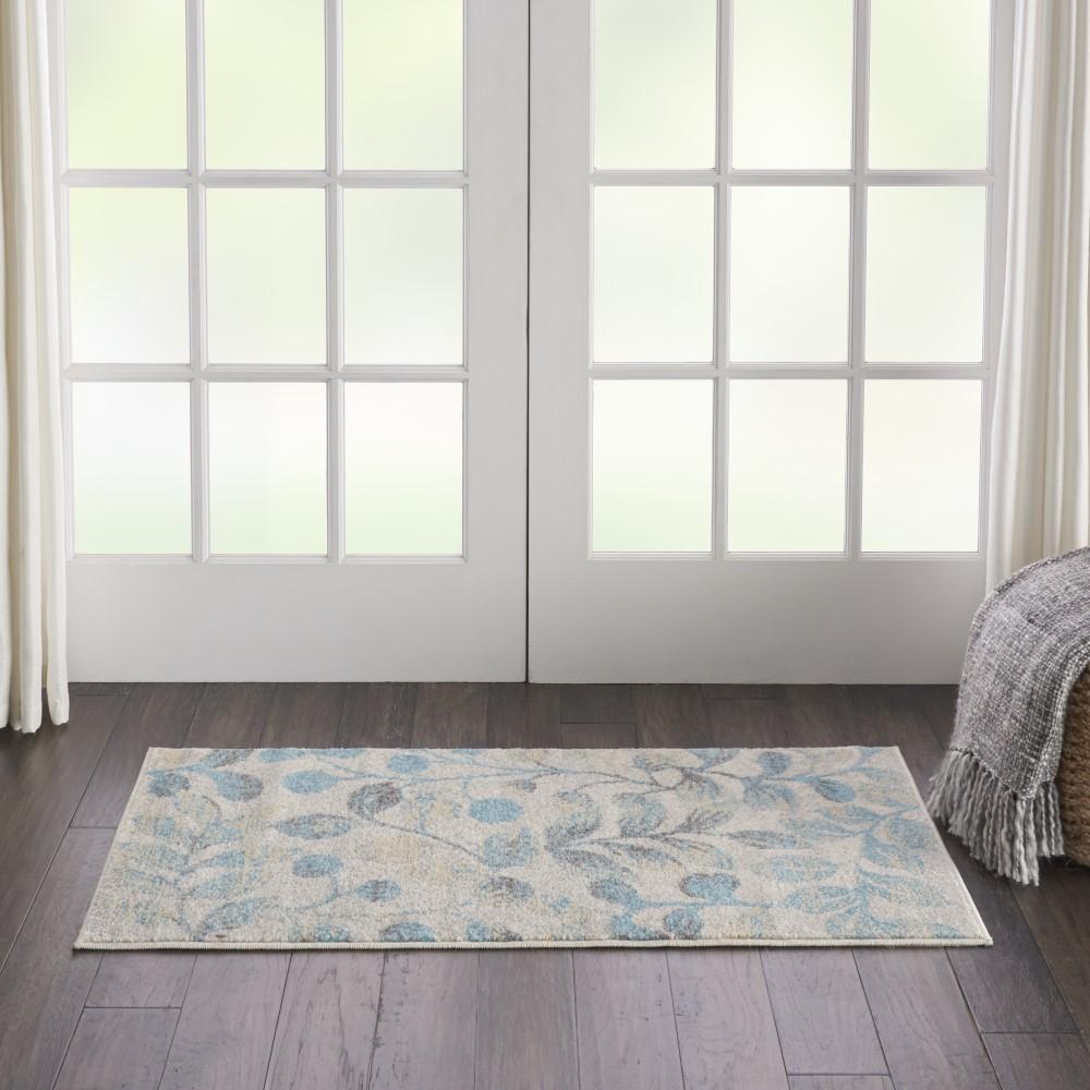 Nourison - Tranquil 2x4 Turquoise and Beige Botanical Small Rug - TRA03-99446484208 veiw 2