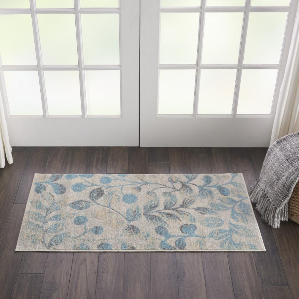 Nourison - Tranquil 2x4 Turquoise and Beige Botanical Small Rug - TRA03-99446484208 veiw 3