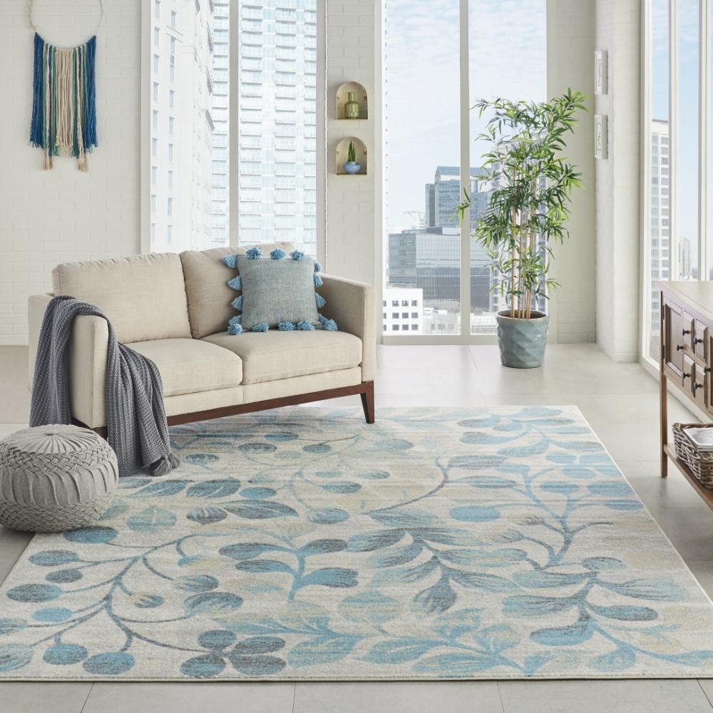 Nourison - Tranquil TRA03 Turquoise and Beige 8x10 Large Rug - TRA03-99446484314 veiw 2