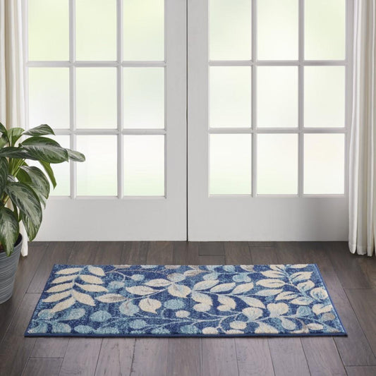 Nourison - Tranquil 2x4 Navy Blue Botanical Small Rug - TRA03-99446483966 veiw 2