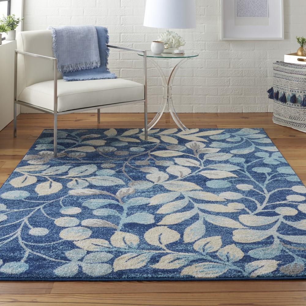 Nourison - Tranquil TRA03 Navy Blue 53in x 73in Botanical Area Rug - TRA03-99446484000 veiw 2