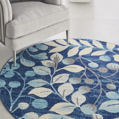 Nourison - Tranquil TRA03 Navy Blue 53in x Round Botanical Area Rug - TRA03-99446484055 veiw 3
