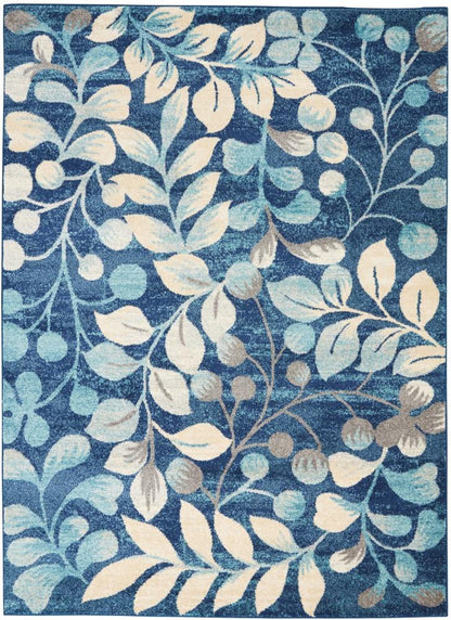 Nourison - Tranquil TRA03 Navy Blue 6x9 Botanical Area Rug - TRA03-99446484024 veiw 1