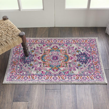 Nourison - Passion 110in x 210in Light Grey/Pink Persian Area Rug - PSN20-99446486714 veiw 2
