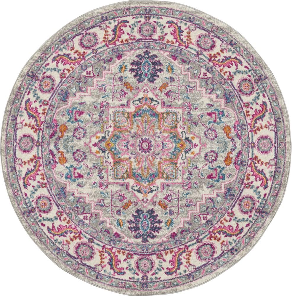 Nourison - Passion PSN20 Light Grey/Pink 4 x Round Persian Area Rug - PSN20-99446765192 veiw 1