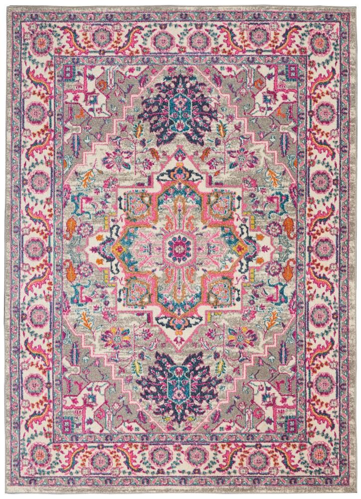 Nourison - Passion PSN20 Light Grey/Pink 53in x 73in Persian Area Rug - PSN20-99446486745 veiw 1