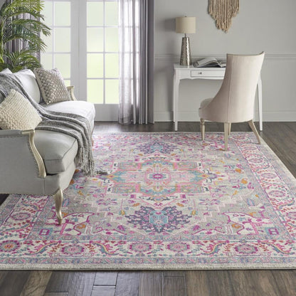 Nourison - Passion PSN20 Light Grey/Pink 67in x 96in Large Rug - PSN20-99446486776 veiw 2