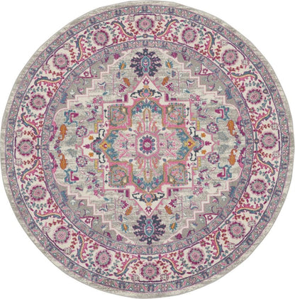 Nourison - Passion PSN20 Light Grey/Pink 8 x Round Persian Area Rug - PSN20-99446765215 veiw 1