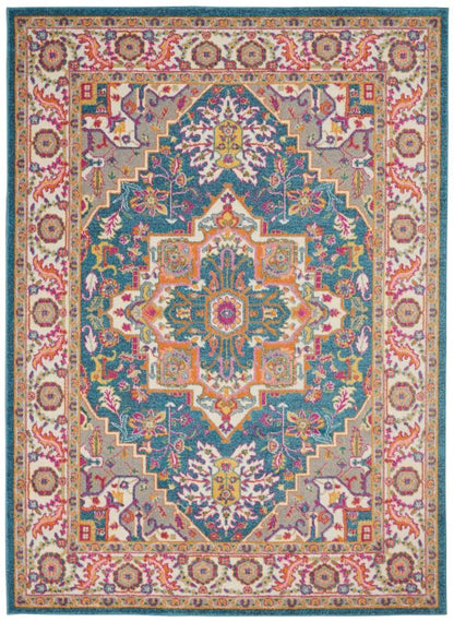 Nourison - Passion PSN20 Teal Multicolor 39in x 59in Persian Area Rug - PSN20-99446486547 veiw 1