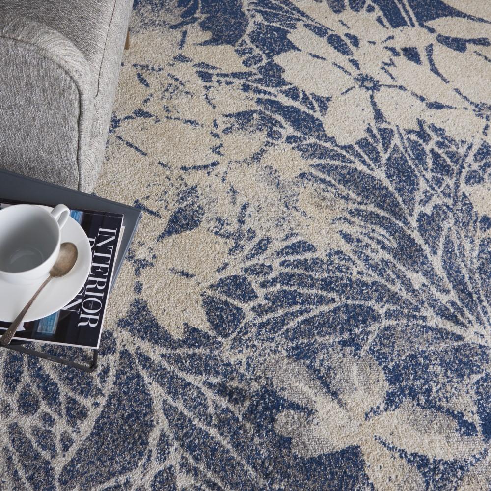 Nourison - Tranquil TRA08 Navy Blue and Grey 6x9 Ombre Floral Area Rug - TRA08-99446486127_CLOSEOUT veiw 3