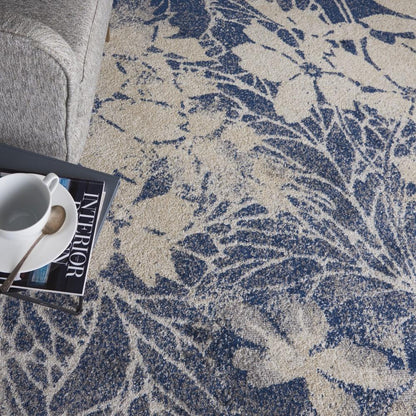 Nourison - Tranquil TRA08 Navy Blue and Grey 6x9 Ombre Floral Area Rug - TRA08-99446486127_CLOSEOUT veiw 3