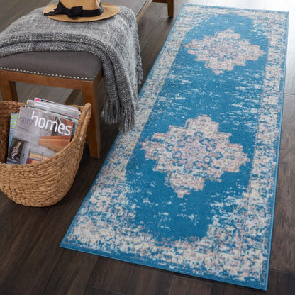 Nourison - Grafix GRF14 Blue 22in x 76in Hallway Rug - GRF14-99446477866 veiw 2