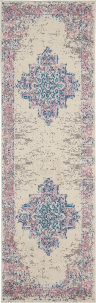 Nourison - Grafix GRF14 White and Pink 22in x 76in Hallway Rug - GRF14-99446477873 veiw 1