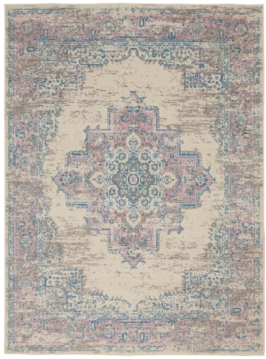 Nourison - Grafix GRF14 White and Pink 53in x 73in Persian Area Rug - GRF14-99446477927 veiw 1