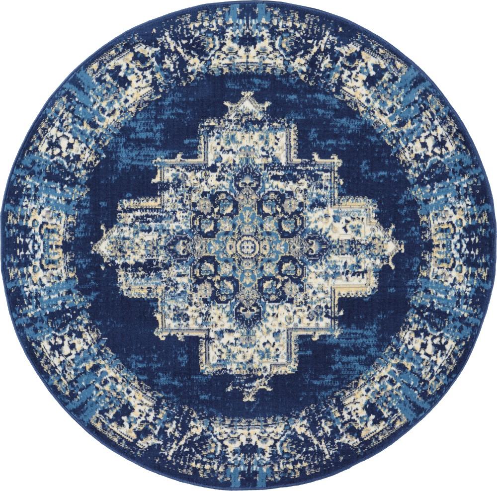 Nourison - Grafix GRF14 Blue 53in x Round Area Rug - GRF14-99446459008 veiw 1