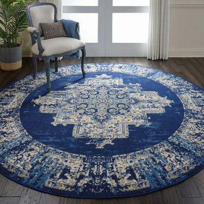 Nourison - Grafix GRF14 Blue 8 x Round Large Rug - GRF14-99446459015 veiw 2