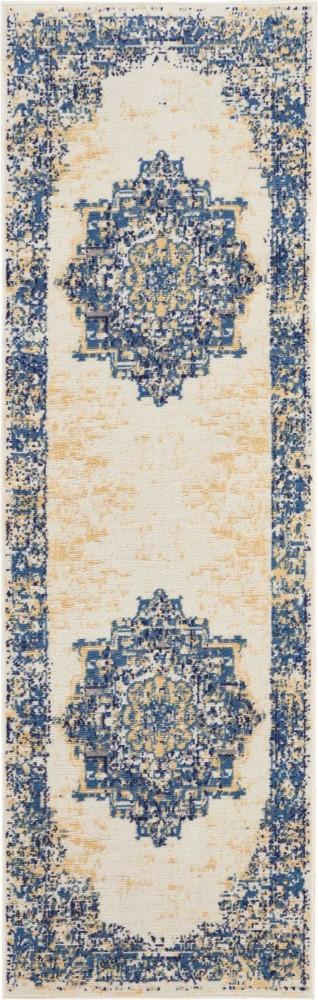 Nourison - Grafix GRF14 White and Blue 23in x 76in Hallway Rug - GRF14-99446411730 veiw 1