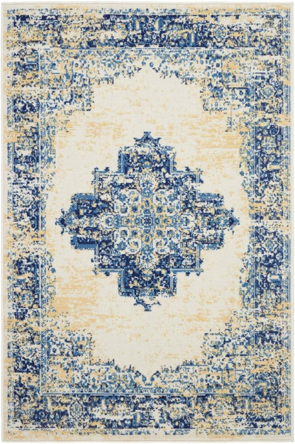Nourison - Grafix GRF14 White and Blue 39in x 59in Area Rug - GRF14-99446459077 veiw 1