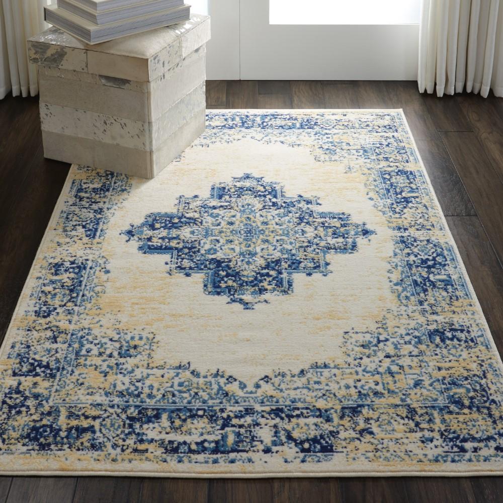 Nourison - Grafix GRF14 White and Blue 39in x 59in Area Rug - GRF14-99446459077 veiw 2