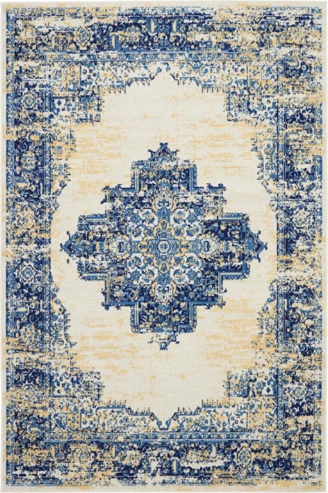 Nourison - Grafix GRF14 White and Blue 6x9 Area Rug - GRF14-99446459046 veiw 1