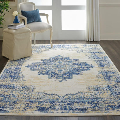 Nourison - Grafix GRF14 White and Blue 6x9 Area Rug - GRF14-99446459046 veiw 2