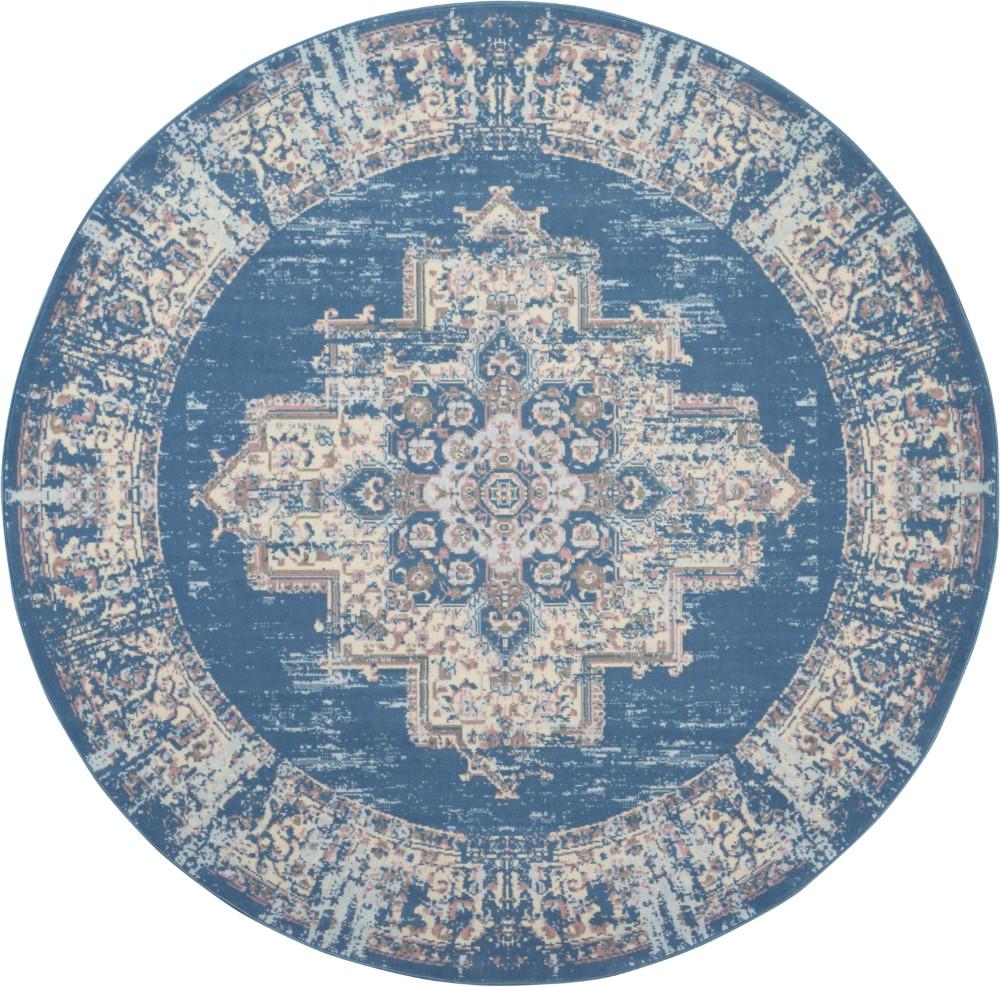 Nourison - Grafix GRF14 Blue 8 x Round Large Rug - GRF14-99446481610 veiw 1