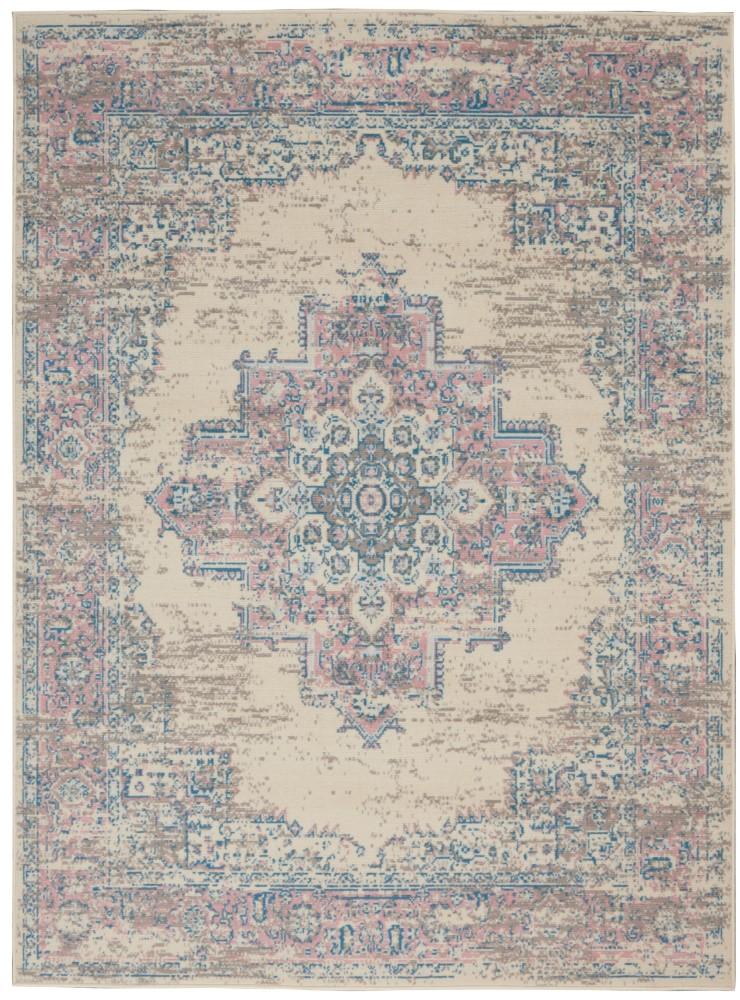 Nourison - Grafix GRF14 White and Pink 6x9 Persian Area Rug - GRF14-99446481658 veiw 1