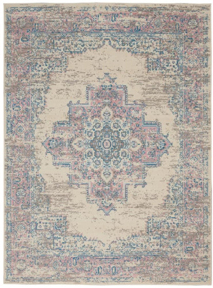 Nourison - Grafix GRF14 White and Pink 6x9 Persian Area Rug - GRF14-99446481658 veiw 1