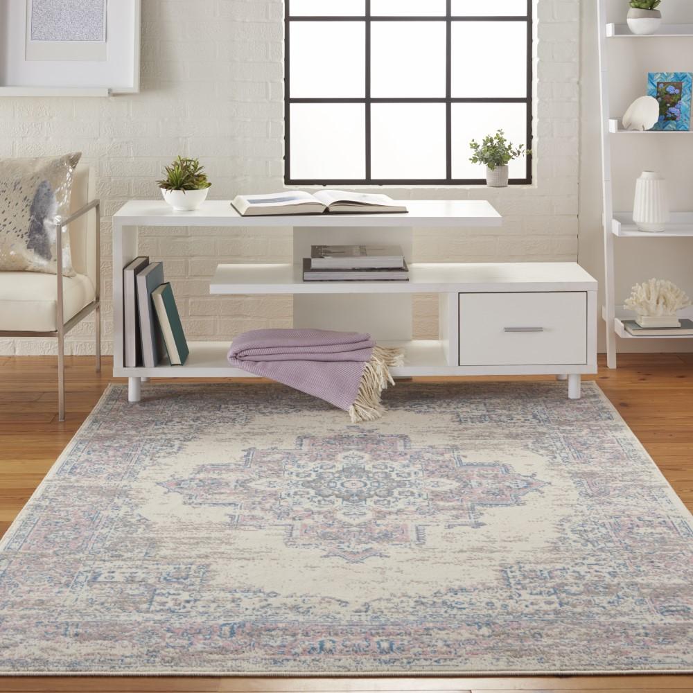 Nourison - Grafix GRF14 White and Pink 6x9 Persian Area Rug - GRF14-99446481658 veiw 2