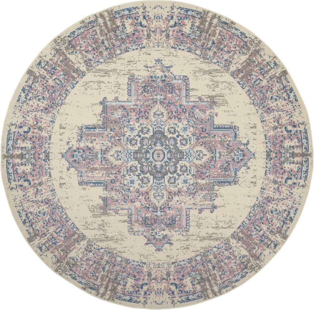 Nourison - Grafix GRF14 White and Pink 8 x Round Large Rug - GRF14-99446481627 veiw 1