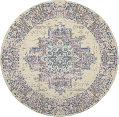Nourison - Grafix GRF14 White and Pink 8 x Round Large Rug - GRF14-99446481627 veiw 1