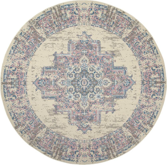 Nourison - Grafix GRF14 White and Pink 8 x Round Large Rug - GRF14-99446481627 veiw 1