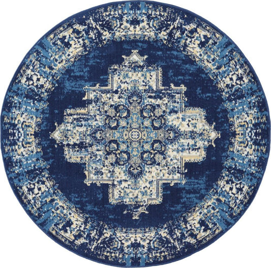 Nourison - Grafix GRF14 Blue 4 Round Area Rug - GRF14-99446810014 veiw 1