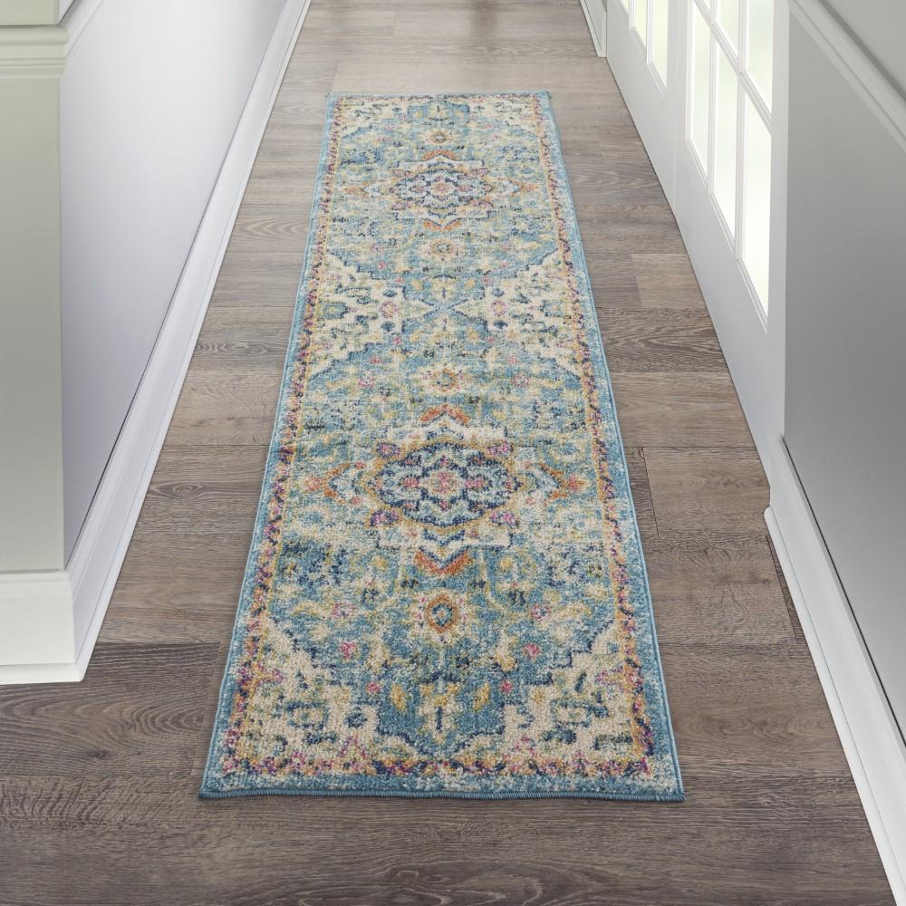 Nourison - Passion 110inx6 Ivory, Light Blue Bohemian Area Rug - PSN25-99446747846 veiw 2
