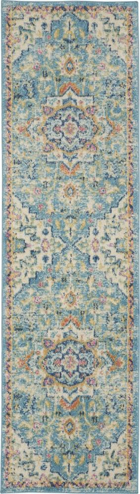 Nourison - Passion 22inx76in Ivory, Light Blue Bohemian Area Rug - PSN25-99446747907 veiw 1